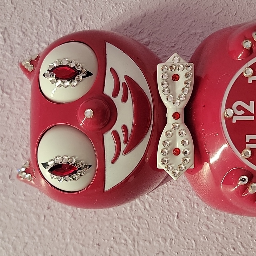 Jeweled Cranberry Red Kit-Cat Klock clock RARE Vintage